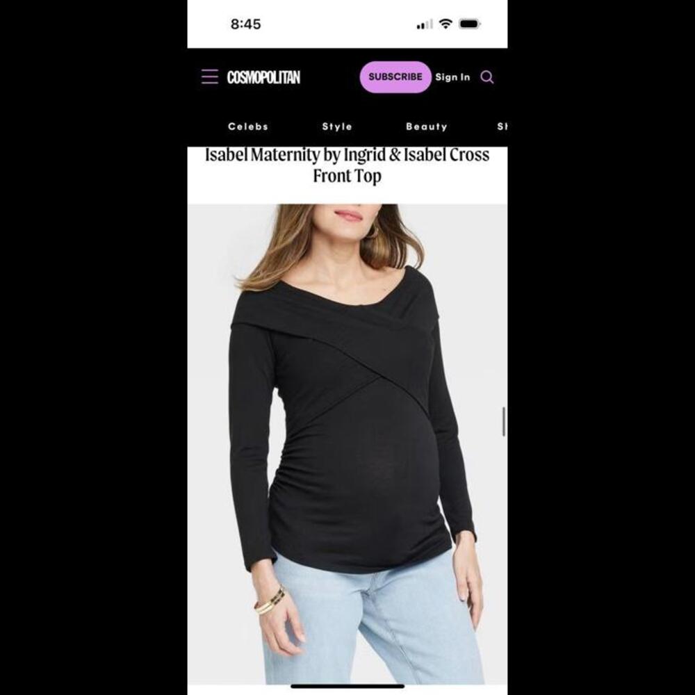 Women’s maternity black wrap crossover maternity nursing sweater size medium